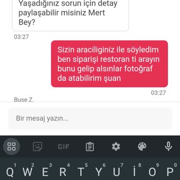 Yemeksepeti Yemek Siparişi İlgisiz Temsilci