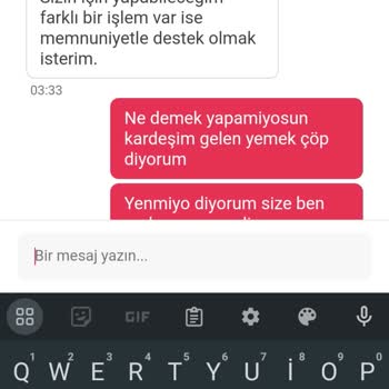 Yemeksepeti Yemek Siparişi İlgisiz Temsilci