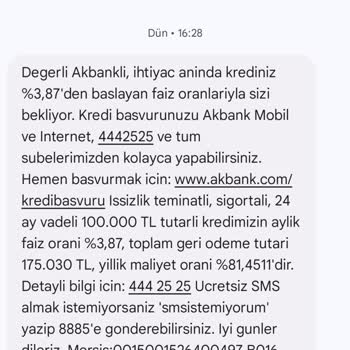 Akbank Mesajla Gelen Kredi Tutarsızlığı