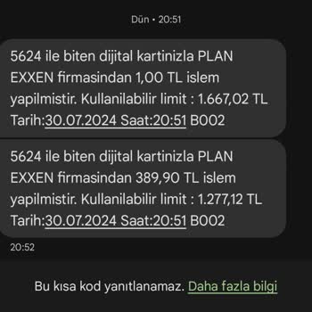 Exxen 1 Saat İçin Para İademi Yapmıyor.