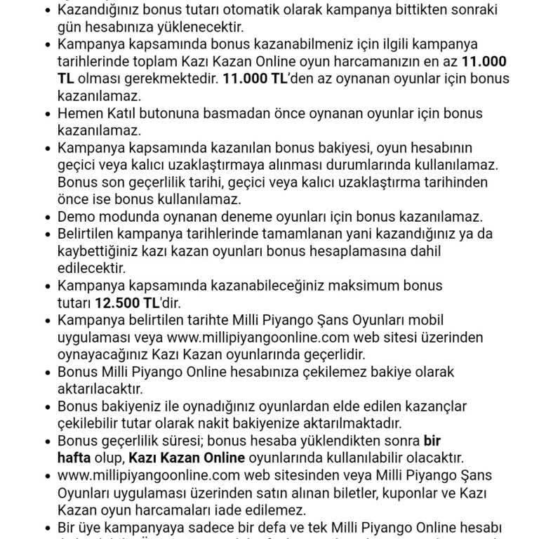 Milli Piyango Bonus Yüklemesi Hesabıma Yapılmadı