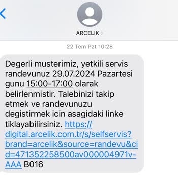 Arçelik Servis Talep Şikayeti