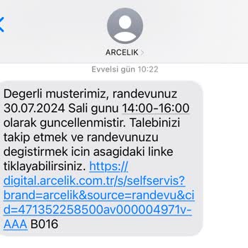 Arçelik Servis Talep Şikayeti