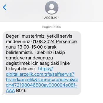 Arçelik Servis Talep Şikayeti