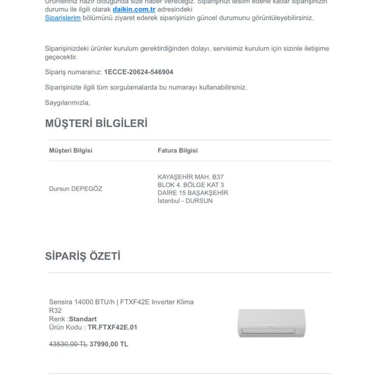 Daikin Montaj Süresi Çok Geç