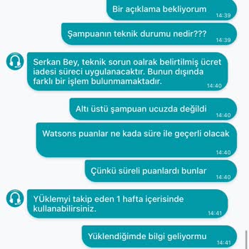 Watsons Siparişimi İptal Etti Kullandığım Puanları Geri Yüklemedi.