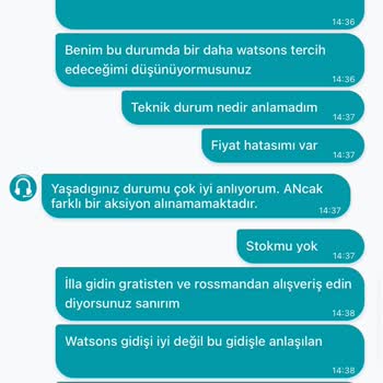 Watsons Siparişimi İptal Etti Kullandığım Puanları Geri Yüklemedi.