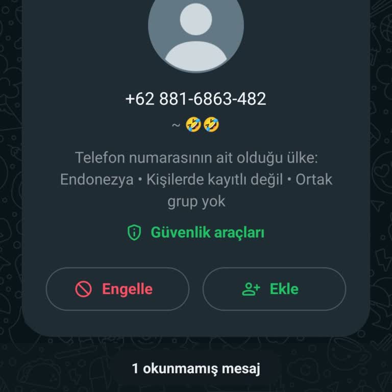 WhatsApp Bilinmeyen Numaradan Gelen Şüpheli Mesaj Hakkında Şikayet
