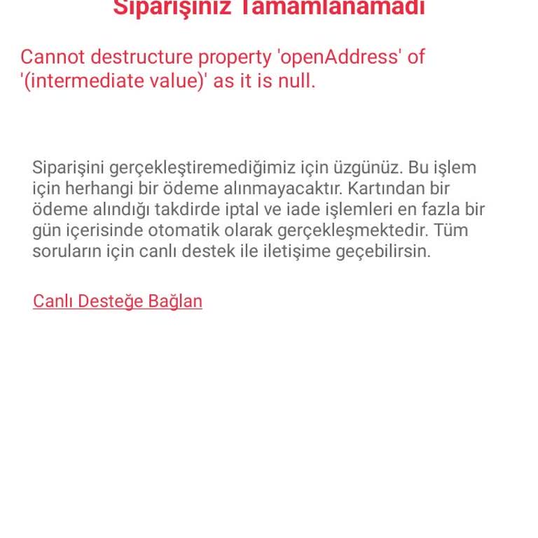 Tıkla Gelsin Siparişiniz Tamamlanamadı Hatası Ama Ödeme Geçti.