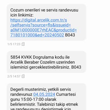 Arçelik Kurutma Makinesi Arıza Giderilmedi