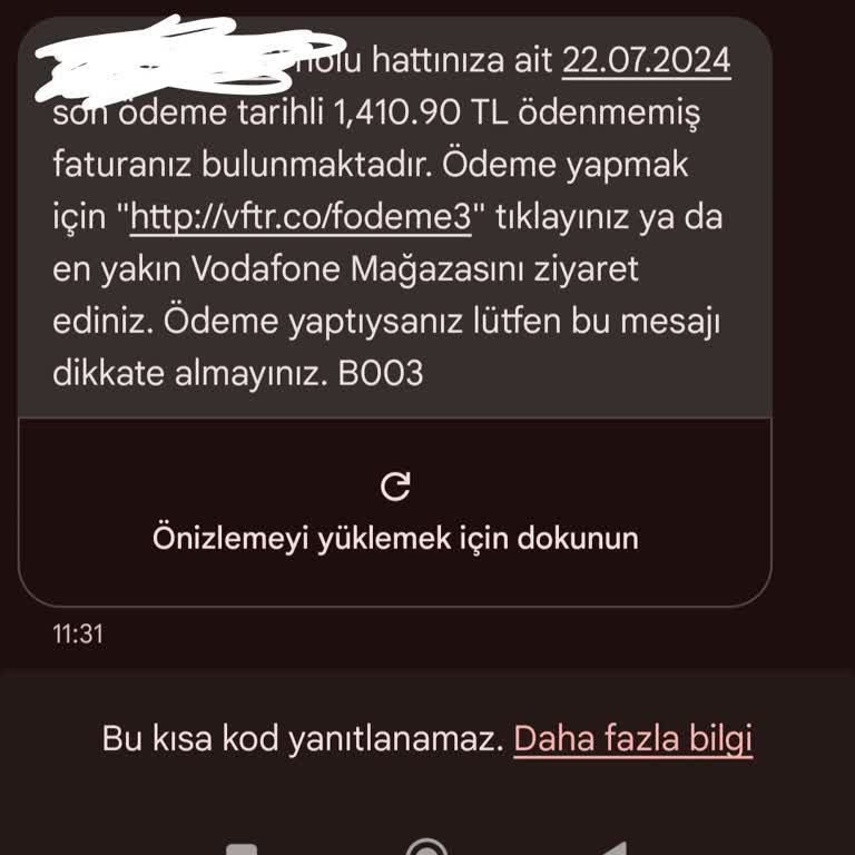 Vodafone Faturasız Hatta Olmama Rağmen Borç Mesajı Geliyor