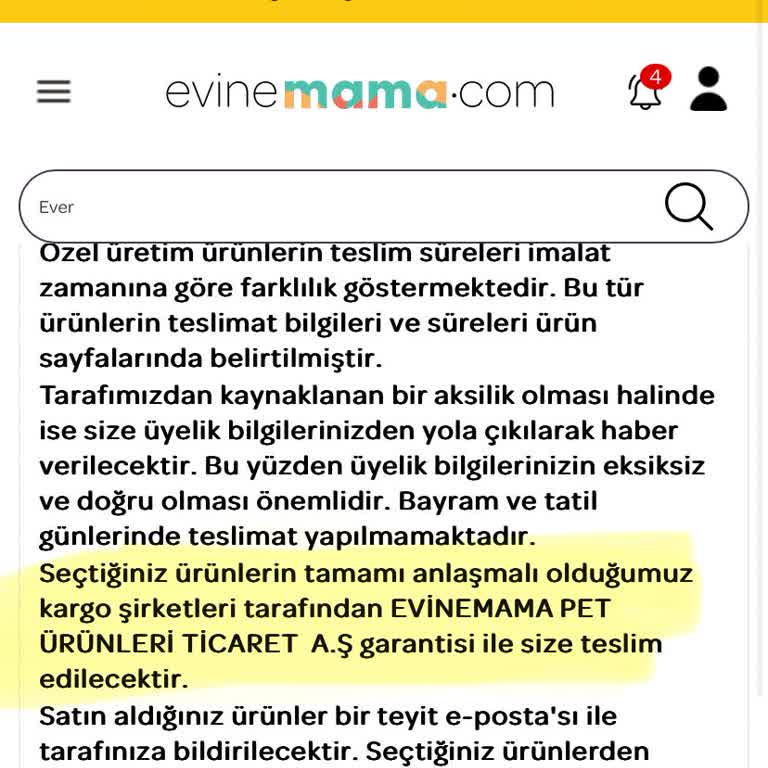 Evinemama.com Evinemama Şubeden Teslim 28 Kg Mama Gönderiyor