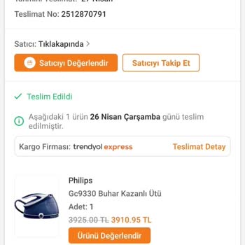 Trendyol Kırık Gelen Ütü İçin Yardımcı Olmuyor