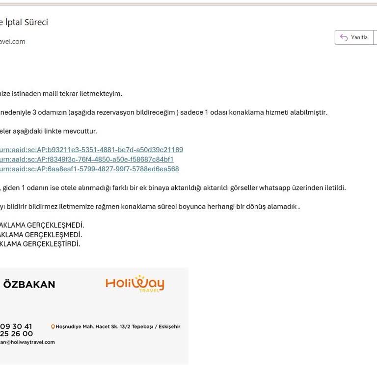 Jolly Tur Konaklama Yapamadığımız Otel Paramızı Geri Alamadık
