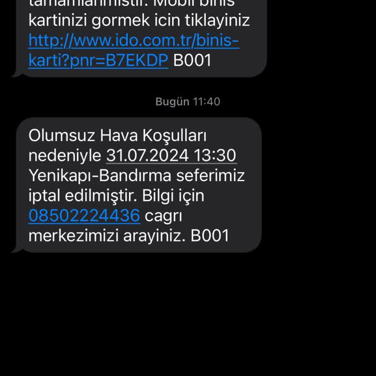 İDO Hava Koşulu İptali