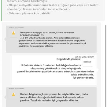 Saat & Saat Garanti Kapsam Dışı Şikayeti