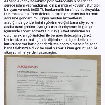Akbank Paramın ATM Tarafından Alıkoyulması