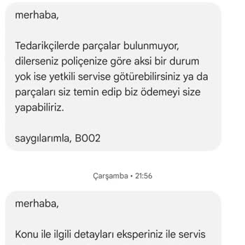 Bereket Sigorta Ve RS Özel Servis Mağduriyeti