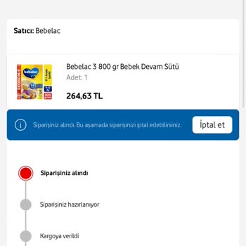 Vodafone Her Şey Yanımda Aldığım Ürünümün Kargoya Verilmemesi