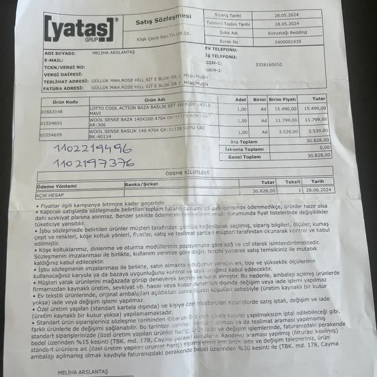 Yataş Bedding Teslimat Gecikme