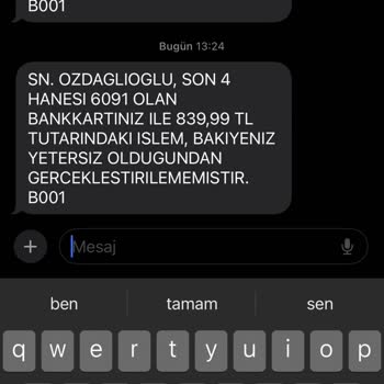 Ziraat Bankası İşlem Bakiye Yetersiz Olduğu İçin Gerçekleştirilemedi