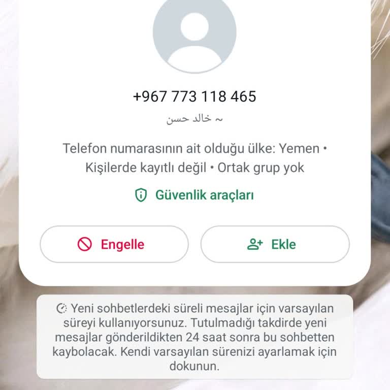 WhatsApp Bilinmeyen Numaradan Gelen Şüpheli Mesaj