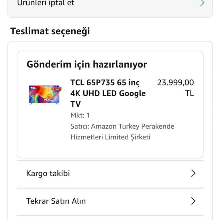 Amazondan TV Sipariş Ettim Amazondan Ettiğim Sipariş Gözükmüyor