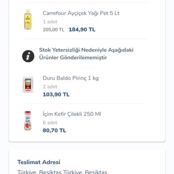 Carrefour SA Gurme Uygulama Sipariş Sorunu