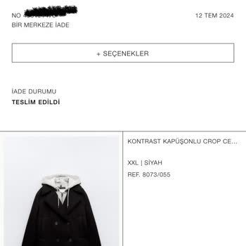 Zara Ücret İademi Yatırmıyor