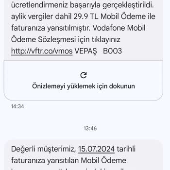 Vodafone Mobil Ödeme Tutarsızlığı