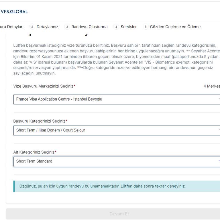 VFS Global Fransa İçin İstanbul Randevu Sorunu
