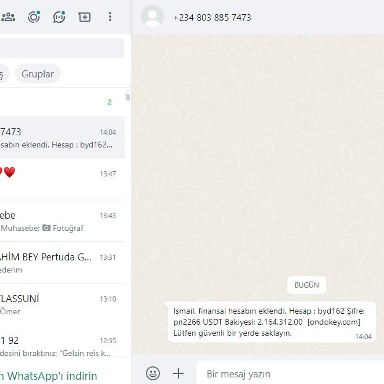 WhatsApp Bilinmeyen Mesaj Kişi