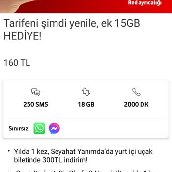 Vodafone Faturalı Tarife Değişikliği