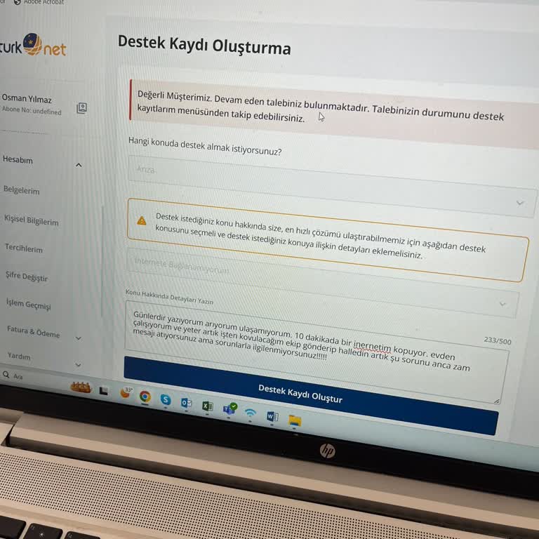 TurkNet İnternet Hizmetleri Kopma