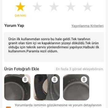 Trendyol Yorum Yapma Hakkımın İhlali Thermoad Granit Tencere Şikayeti