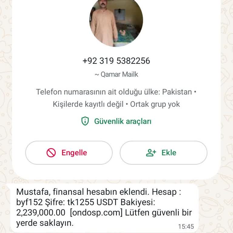 WhatsApp Finansal Hesap Ekleme Bildirimi