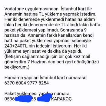 Vodafone Paket İade Yapılmadı