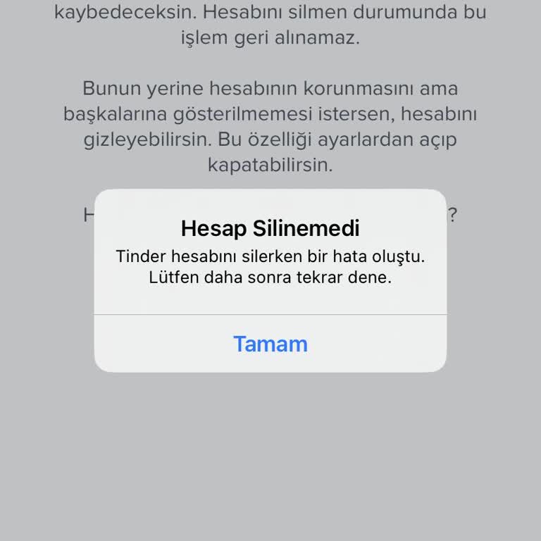 Tinder Hesabım Hata Veriyor