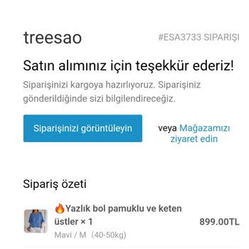 Treesao Alışveriş Sitesi Parasını Alıp Ürünü Göndermiyor