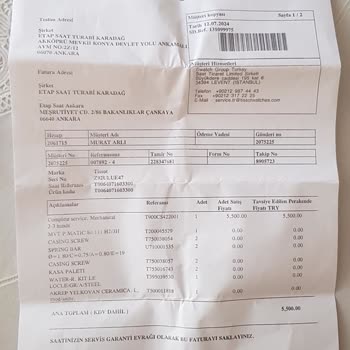 Etap Saat Tissot Teknik Servisinin Satış Yapan Bayiye Para Yedirmesi!