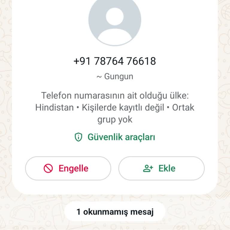 WhatsApp Bilinmeyen Numaradan Gelen Şüpheli Mesaj Hakkında Şikayet