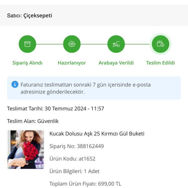Çiçek Sepeti Teslim Edilmeyen Teslim Düşülen Gönderi.