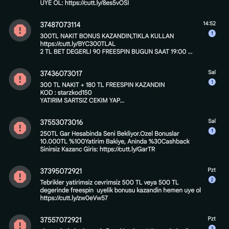 Vodafone Bet SMS'lerini Filtrelemiyor.