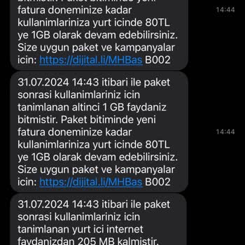 Turkcell Kullanımsız Paket Aşımı