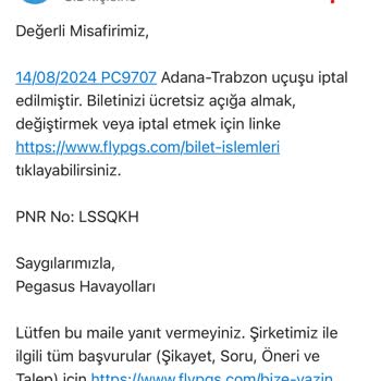 Pegasus Uçuşumu İptal Etti Ve Paramı Geri Vermiyor!