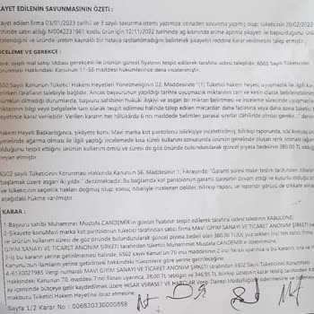 Mavi Mahkeme Kararını Hiçe Sayıp Müşterinin 380TL Sine Göz Koyan Mavi Giyim