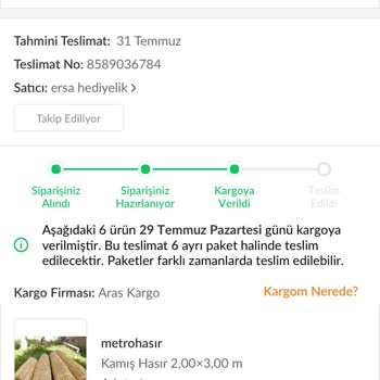 Aras Kargo Ürünümü Kabul Şubesinde Bekletiyor!
