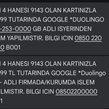 Google*Duolingo 650-253-0000 GB Adlı Şirket Habersiz Harcama
