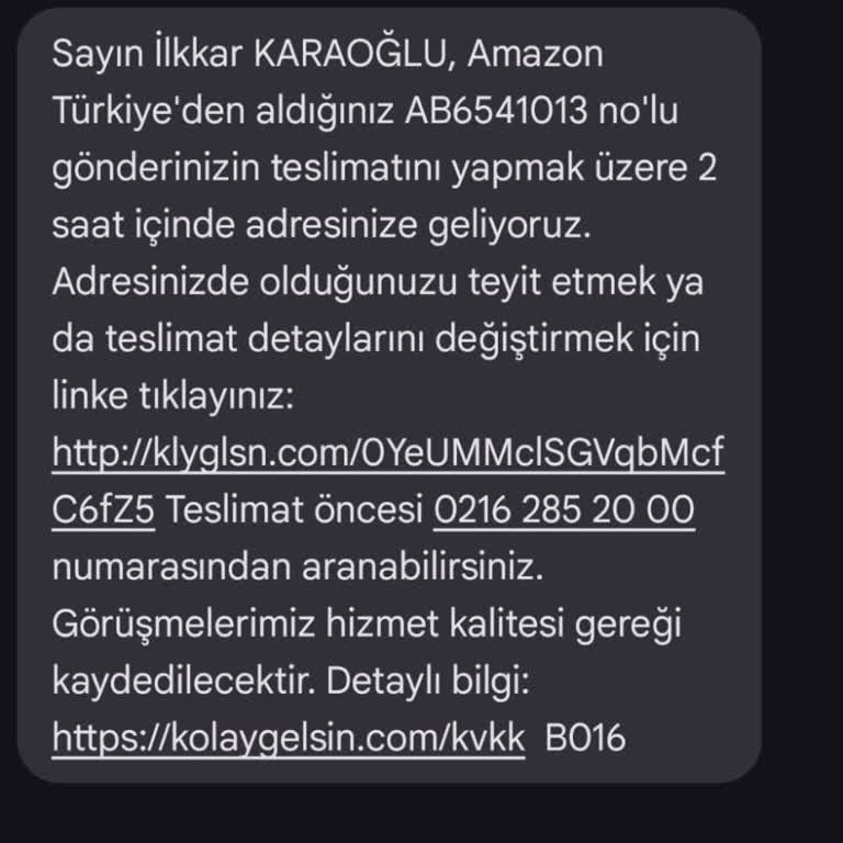 Kolay Gelsin Kargo Amazon Siparişini Getirmiyor