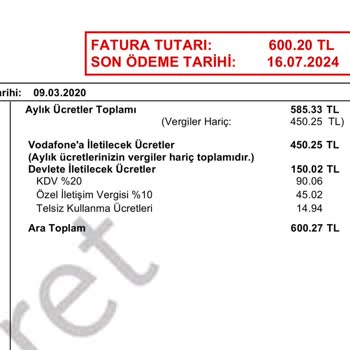 Tarifeler Çok Yüksek Vodafone